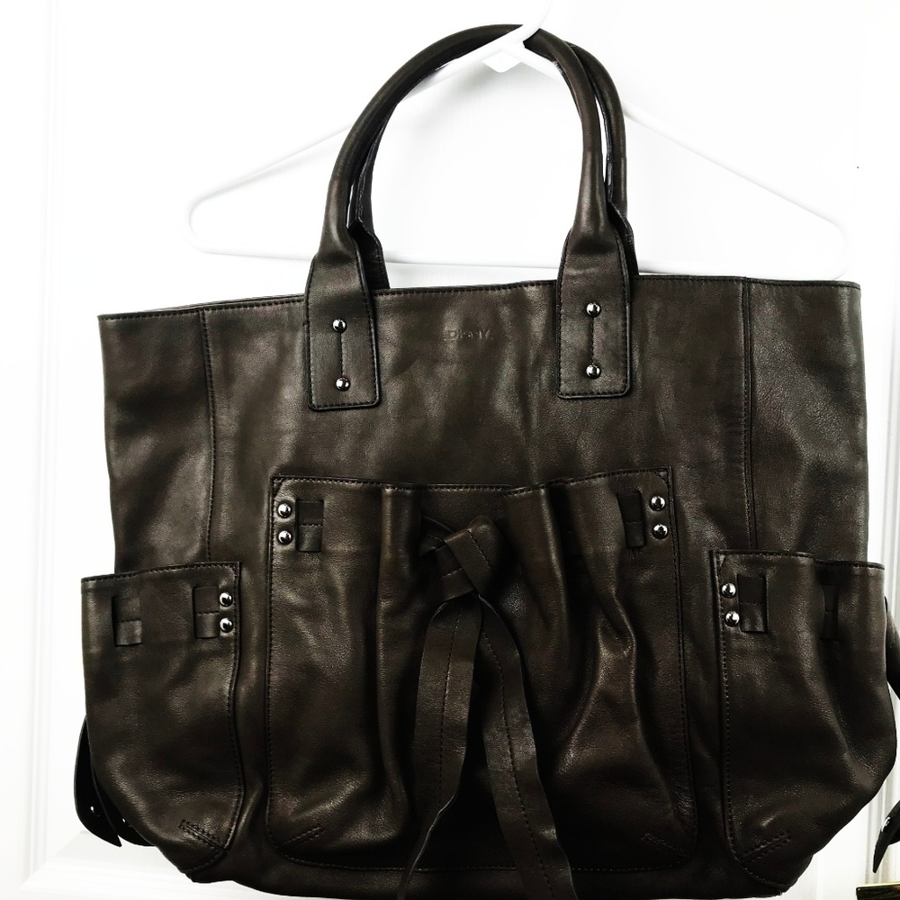 NWT DKNY Rich Brown Leather Hobo Large Purse PB1